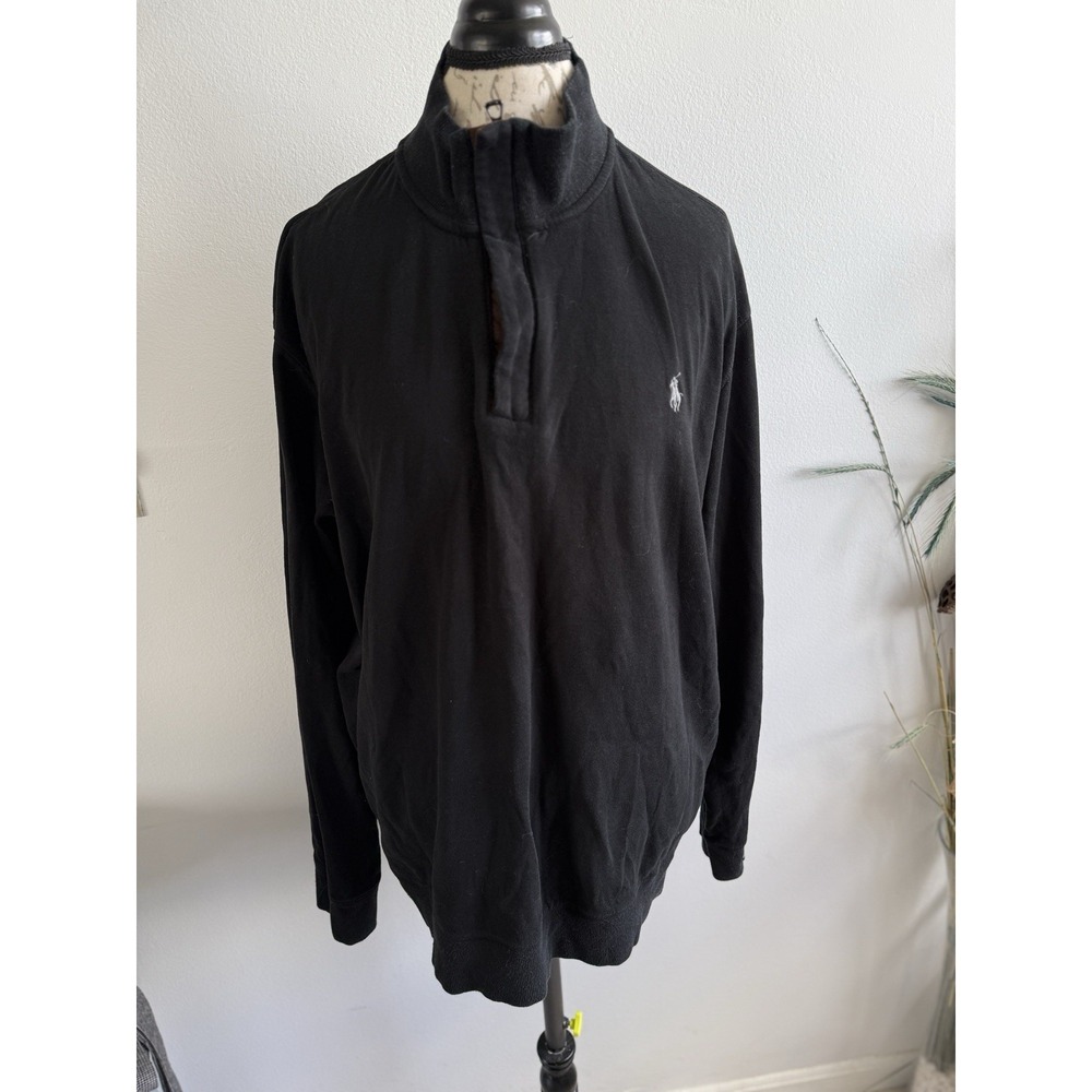 Polo Ralph Lauren Men's 1/4‎ Zip Pullover Sweater Size Xl Black Classic Preppy